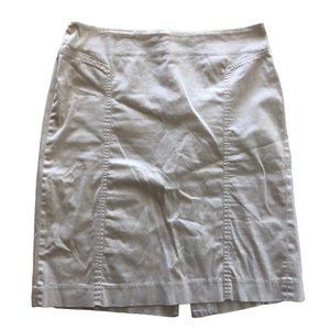 Sandro Studio White Paneled High Rise Straight Mini Skirt Stretchy Back Slit